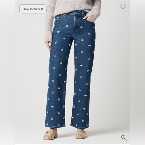 J. Crew High Rise Blue Jeans with White Embroidery - Picture 3 of 4